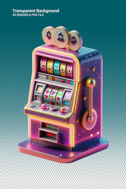 Psd 3d illustration slot machine isolated on transparent background