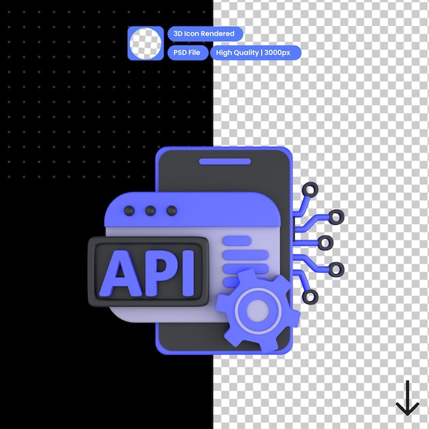 PSD psd 3d illustration of smartphone api