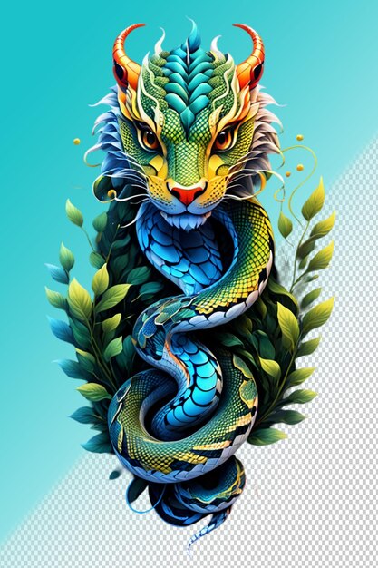 Psd 3d illustration snake isolated on transparent background