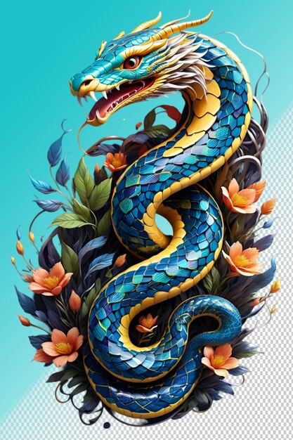 Psd 3d illustration snake isolated on transparent background