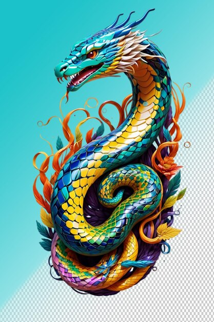 Psd 3d illustration snake isolated on transparent background