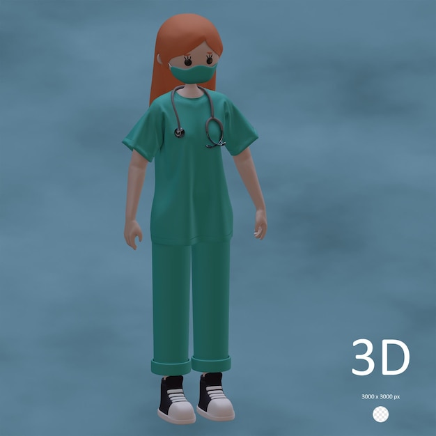 外科看護師の PSD 3 d イラストレーション