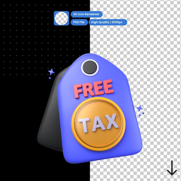 Illustrazione psd 3d di tax free