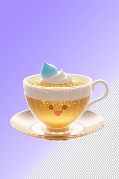 PSD psd 3d иллюстрация чайная чашка изолирована на прозрачном фоне