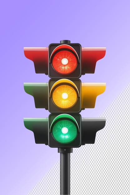 PSD psd 3d illustration traffic light isolated on transparent background