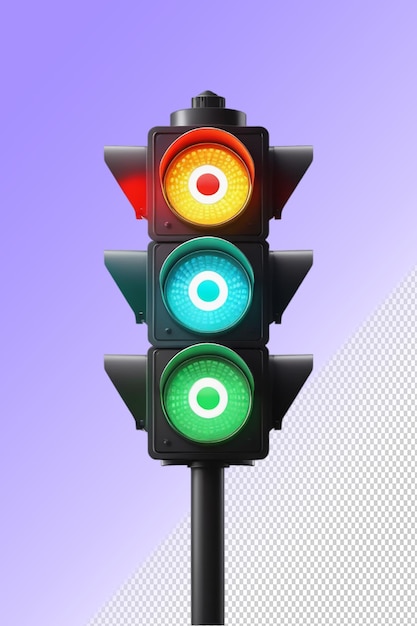 PSD psd 3d illustration traffic light isolated on transparent background