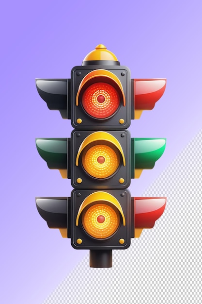 PSD psd 3d illustration traffic light isolated on transparent background