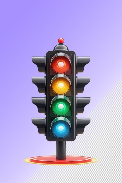 PSD psd 3d illustration traffic light isolated on transparent background