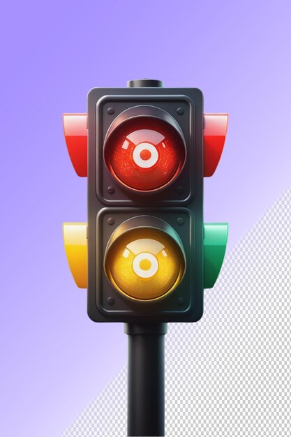 Psd 3d illustration traffic light isolated on transparent background