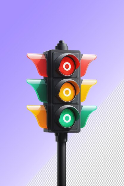 PSD psd 3d illustration traffic light isolated on transparent background