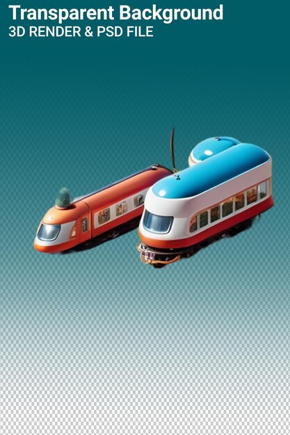 PSD psd 3d イラスト 透明な背景に隔離された列車