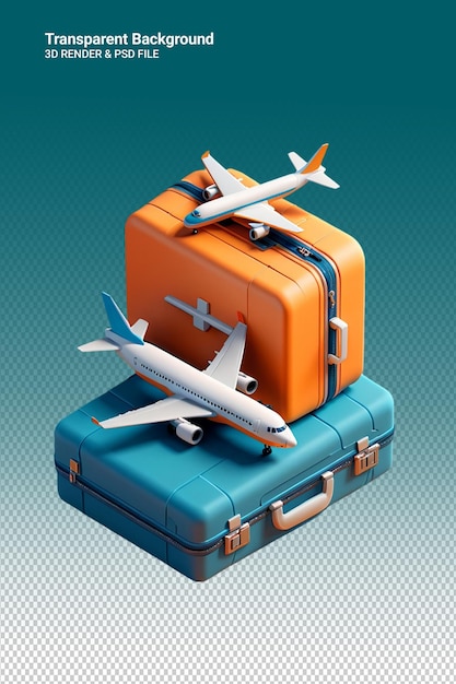 PSD psd 3d illustration travel suitcase isolated on transparent background