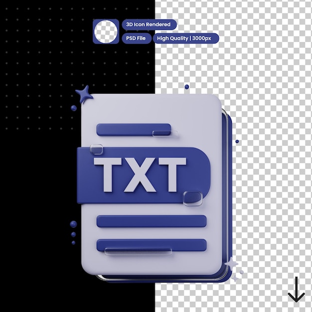 Psd 3d illustration of txt format