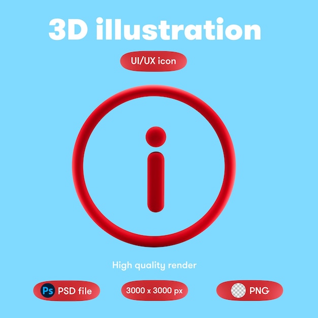 PSD 3D illustration of UI icon info