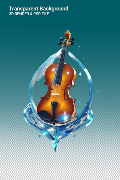 PSD illustrazione psd 3d violino isolato su sfondo trasparente