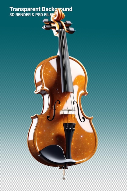 Illustrazione psd 3d violino isolato su sfondo trasparente