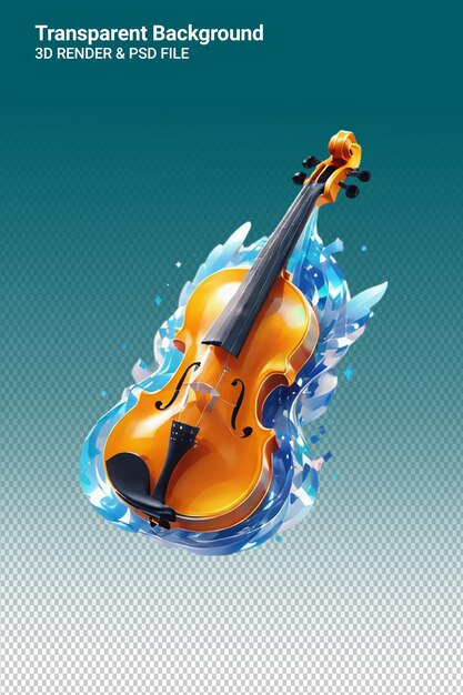 PSD psd 3d illustration violon isolated on transparent background