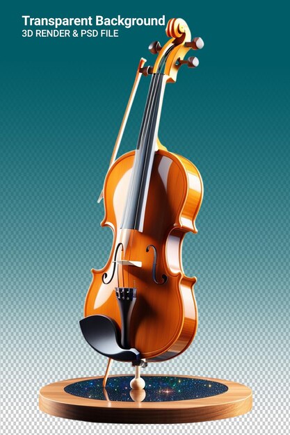 Illustrazione psd 3d violino isolato su sfondo trasparente