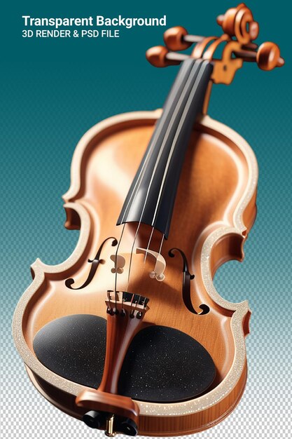 Psd 3d illustration violon isolated on transparent background