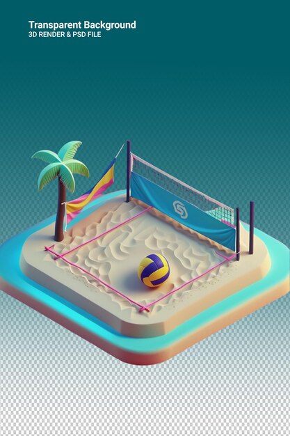 PSD psd 3d illustration volleyball isolated on transparent background