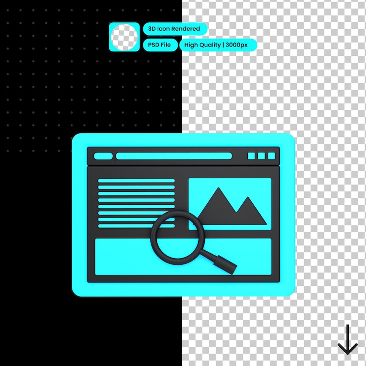 PSD psd 3d illustration of web analytics
