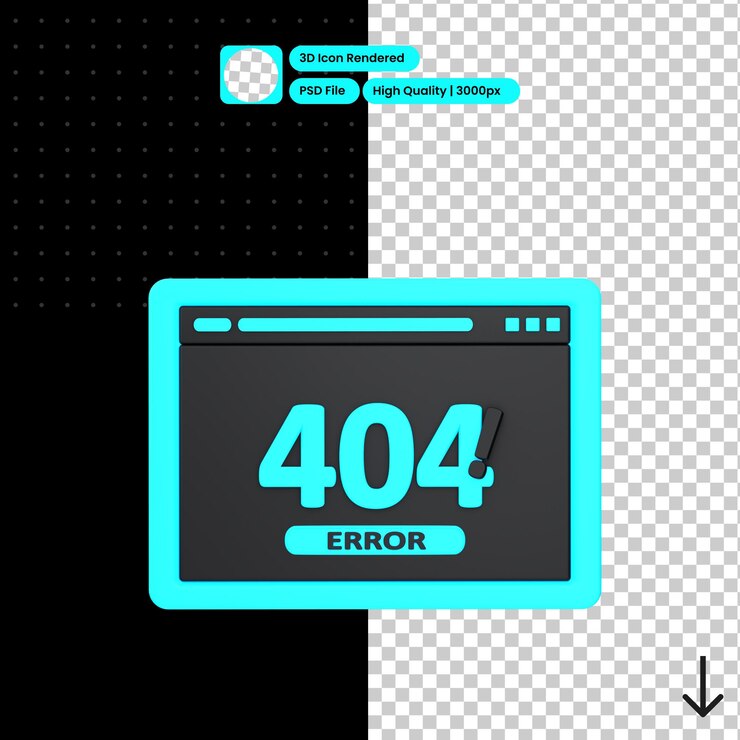 PSD psd 3d illustration of web error 404