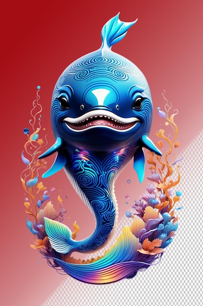 Psd 3d illustration whale isolated on transparent background