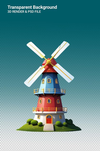 PSD psd 3d illustration windmill isolated on transparent background