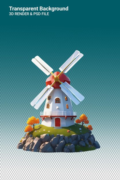 Psd 3d illustration windmill isolated on transparent background