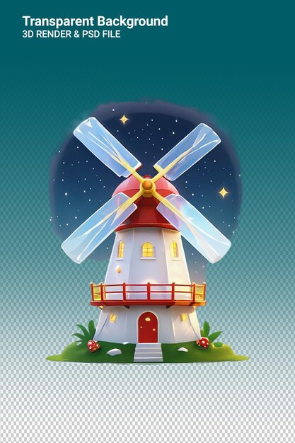 PSD psd 3d illustration windmill isolated on transparent background