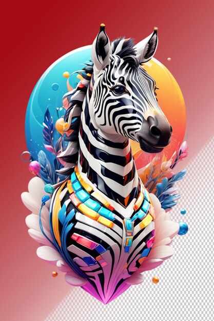 PSD illustrazione psd 3d zebra isolata su sfondo trasparente