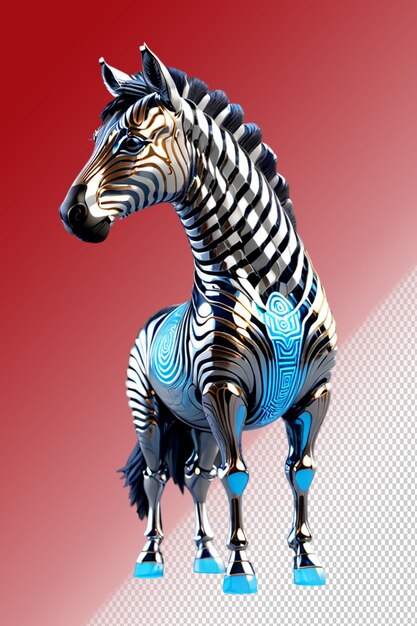 Illustrazione psd 3d zebra isolata su sfondo trasparente