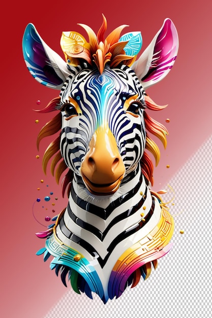 PSD illustrazione psd 3d zebra isolata su sfondo trasparente