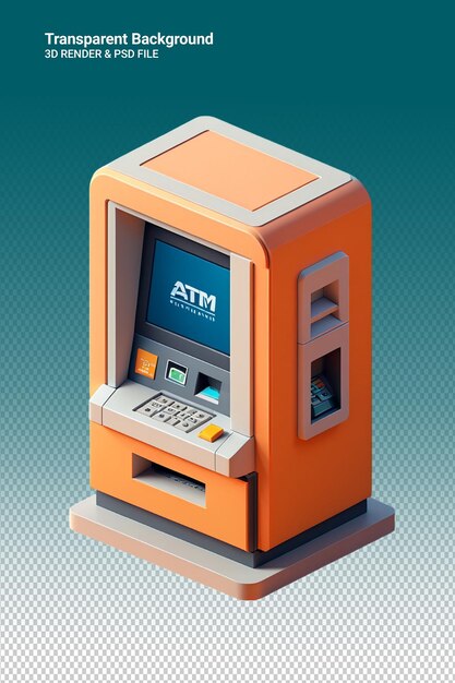 PSD psd 3d ilustracja bankomat izolowany na przezroczystym tle