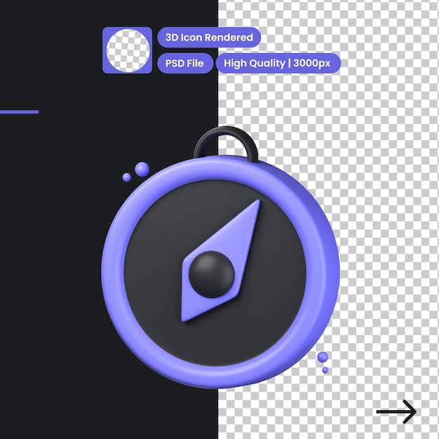 PSD psd 3d ilustracja kompasu