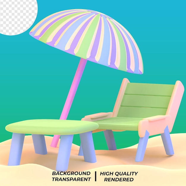 Psd 3d изолированная визуализированная иллюстрация путешествие летние каникулы на пляже отдых