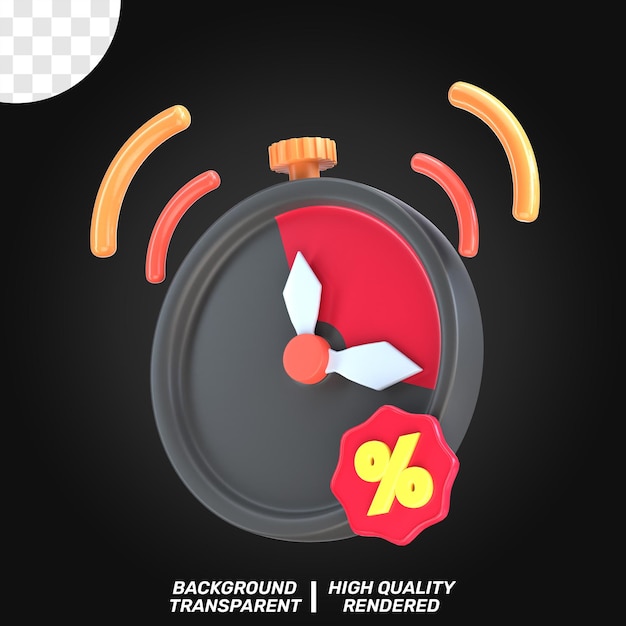 PSD psd 3d izolowany renderowany black friday icon stopwatch count