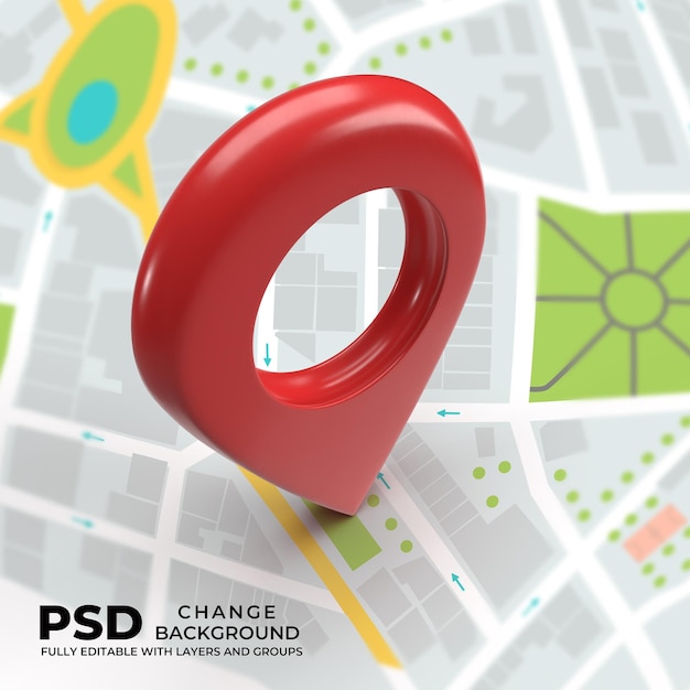 PSD 3D location icon GPS map