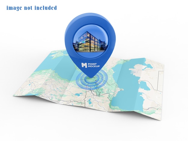 Psd 3d location icon with map mockup design