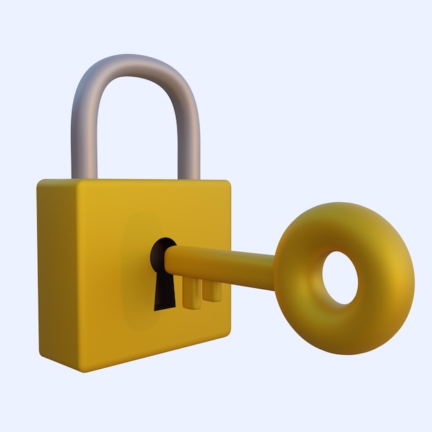 PSD psd 3d lock and key  illustration