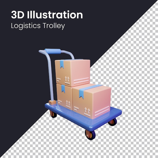 Illustrazione dell'icona del carrello della logistica psd 3d