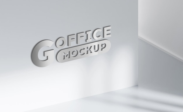 PSD 3d logo mockup modern office wall