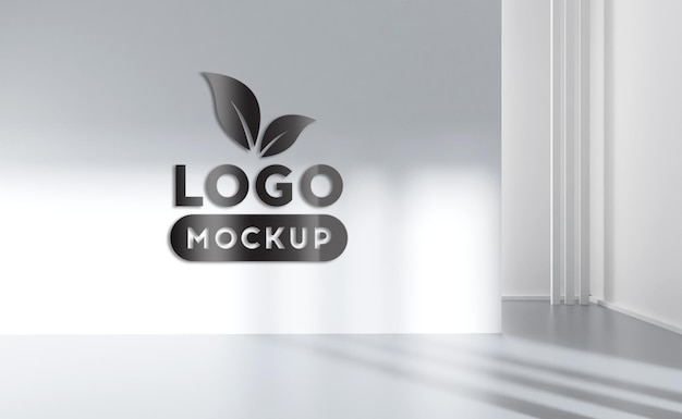 PSD 3d logo mockup moderne kantoormuur