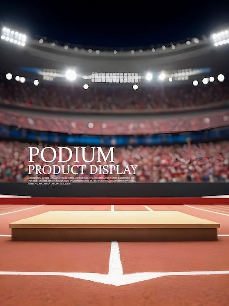 PSD psd 3d luxury podium stage with football ground stadium background