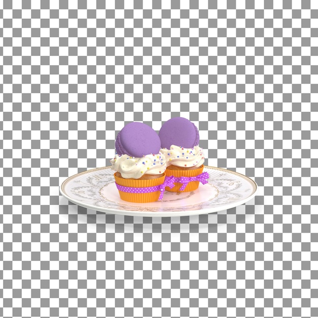 PSD 3D Macarons 在隔離和透明的背景上頂部