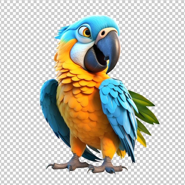 PSD psd 3d macaw parrot isolated on transparent background