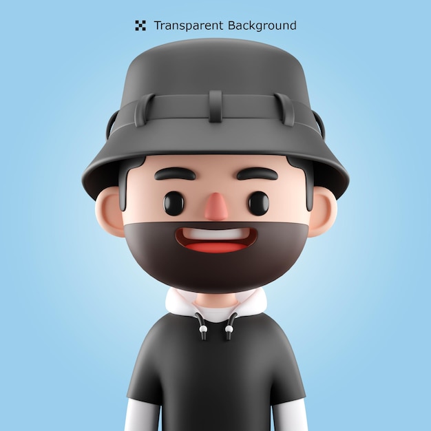 Psd 3d male cartoon character avatar isolated in 3d rendering