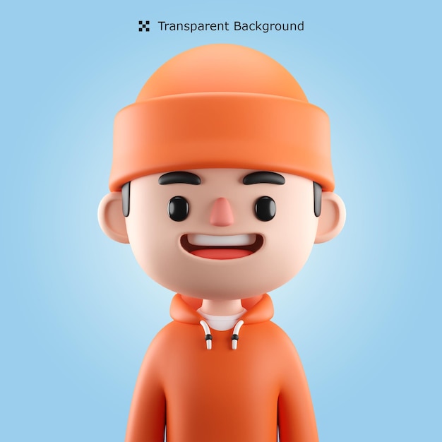 PSD 3d male cartoon character avatar isolated in 3d rendering