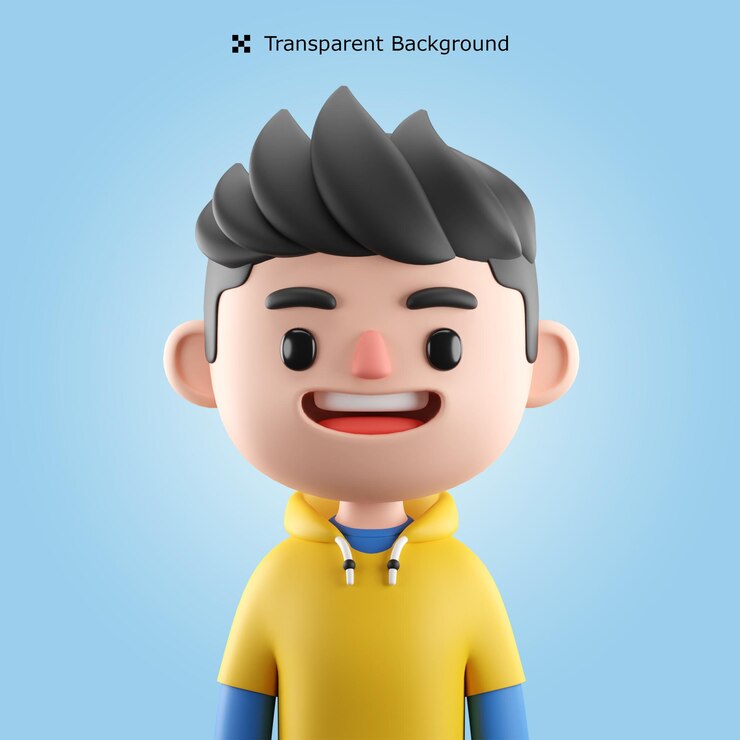 PSD psd 3d 렌더링에서 격리된 3d 남성 만화 캐릭터 아바타