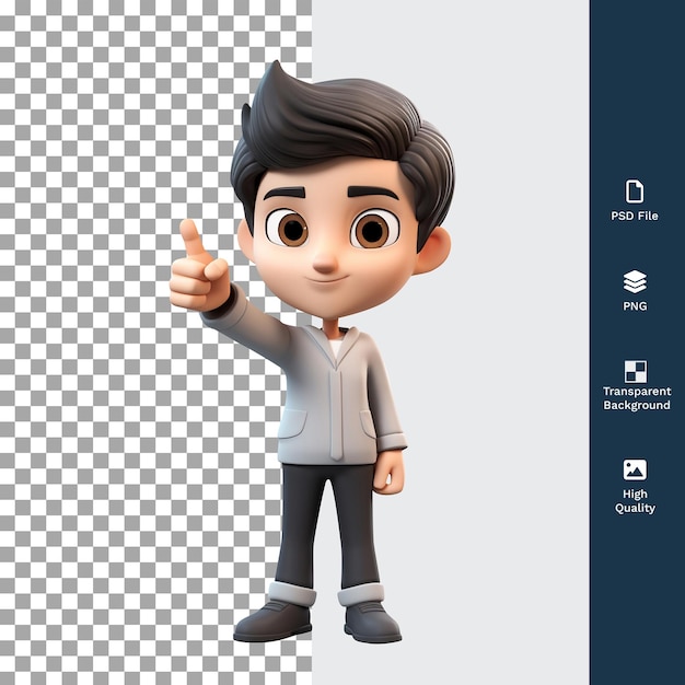 Psd 3d 남자 만화 캐릭터 포인팅